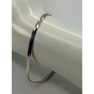 Vintage Italy 925 Sterling Silver Herringbone Flat Chain Bracelet 7 Inch 3mm